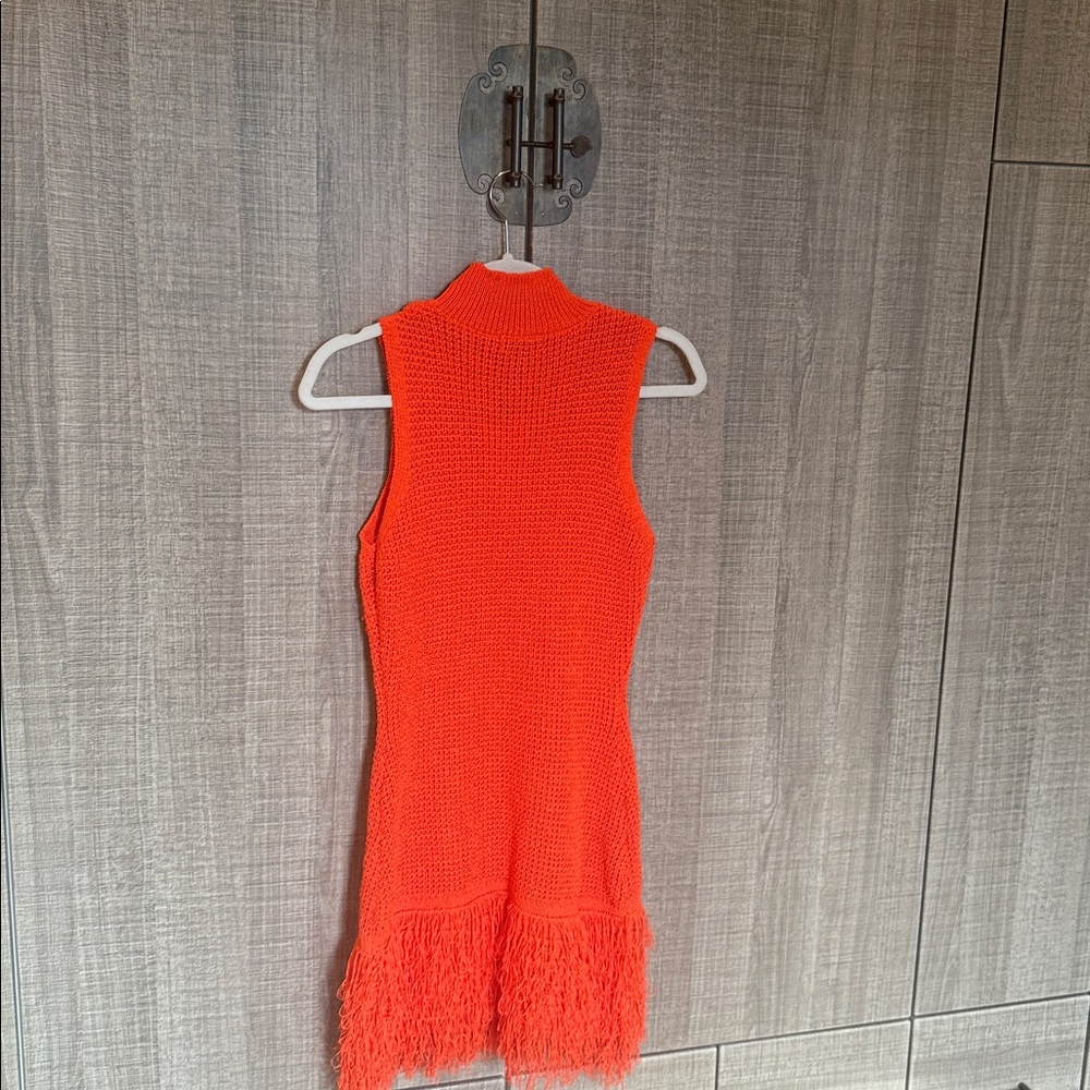 Micas‎ Sleeveless Orange Knit Dress with Fringe - Picture 10 of 16